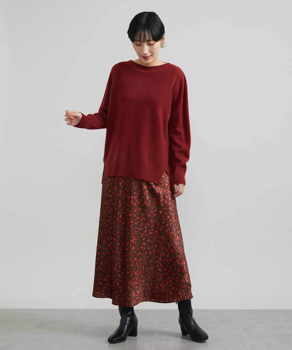 FMFAV38190 MICHEL KLEIN(ミッシェルクラン) ［定番素材］ホールガーメント(R)サイドスリットデザインニット レッド(05)