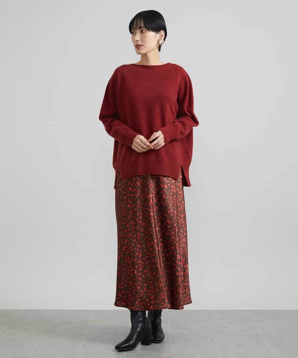 FMFAV38190 MICHEL KLEIN(ミッシェルクラン) ［定番素材］ホールガーメント(R)サイドスリットデザインニット レッド(05)
