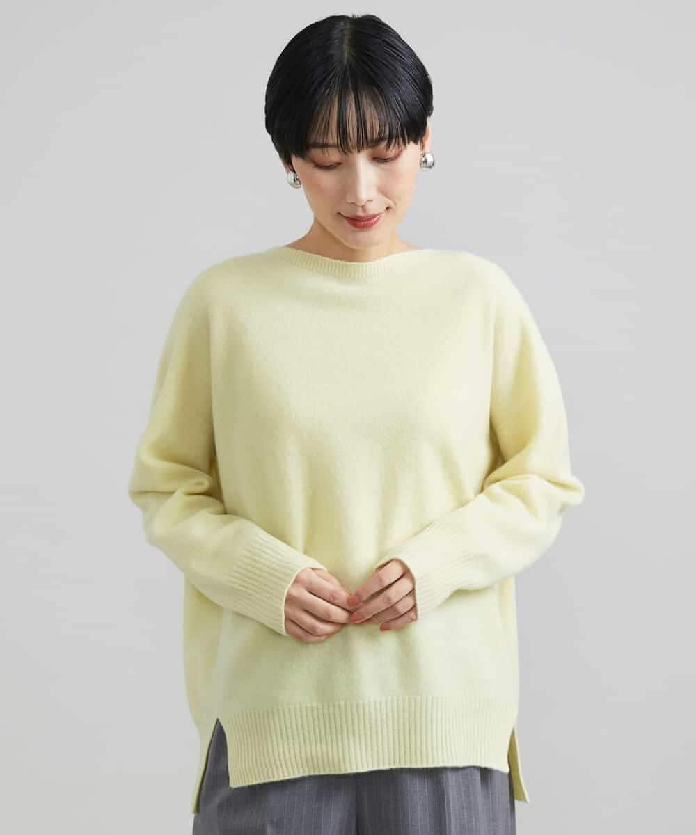 FMFAV38190 MICHEL KLEIN(ミッシェルクラン) ［定番素材］ホールガーメント(R)サイドスリットデザインニット レッド(05)