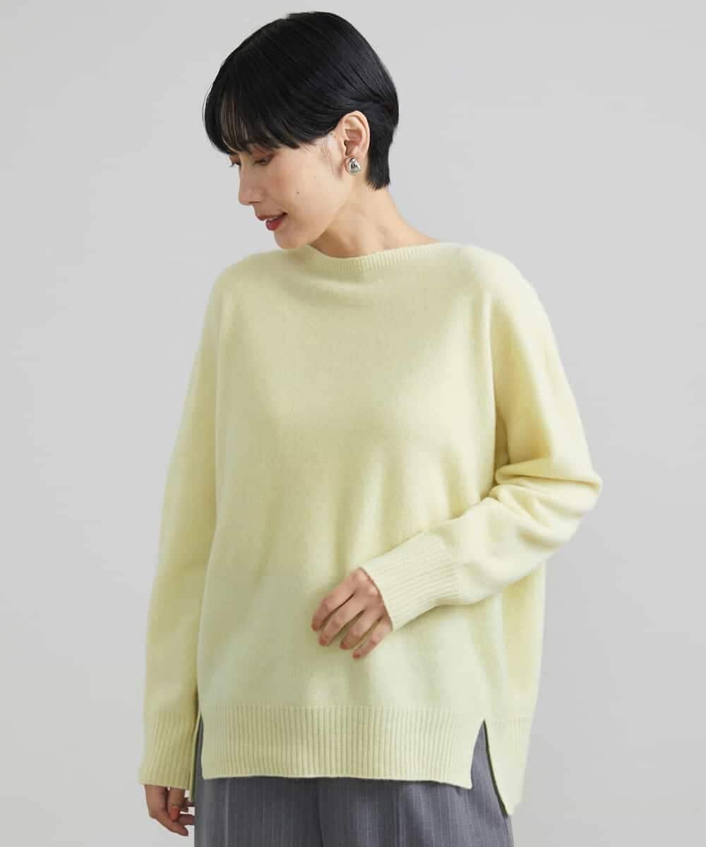 FMFAV38190 MICHEL KLEIN(ミッシェルクラン) ［定番素材］ホールガーメント(R)サイドスリットデザインニット レッド(05)