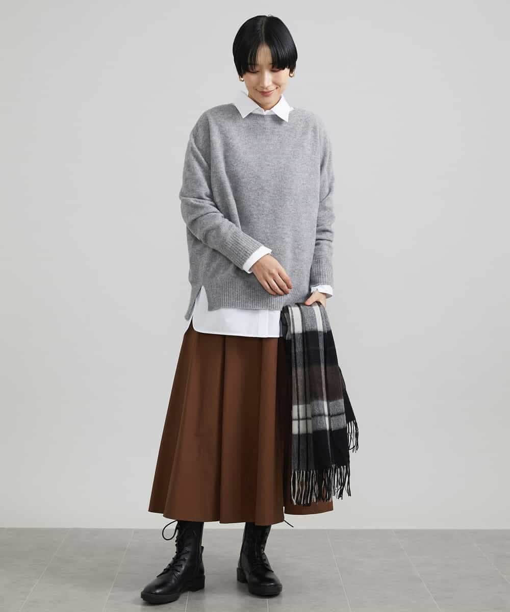 FMFAV38190 MICHEL KLEIN(ミッシェルクラン) ［定番素材］ホールガーメント(R)サイドスリットデザインニット レッド(05)