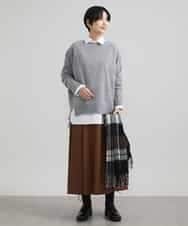 FMFAV38190 MICHEL KLEIN(ミッシェルクラン) ［定番素材］ホールガーメント(R)サイドスリットデザインニット レッド(05)