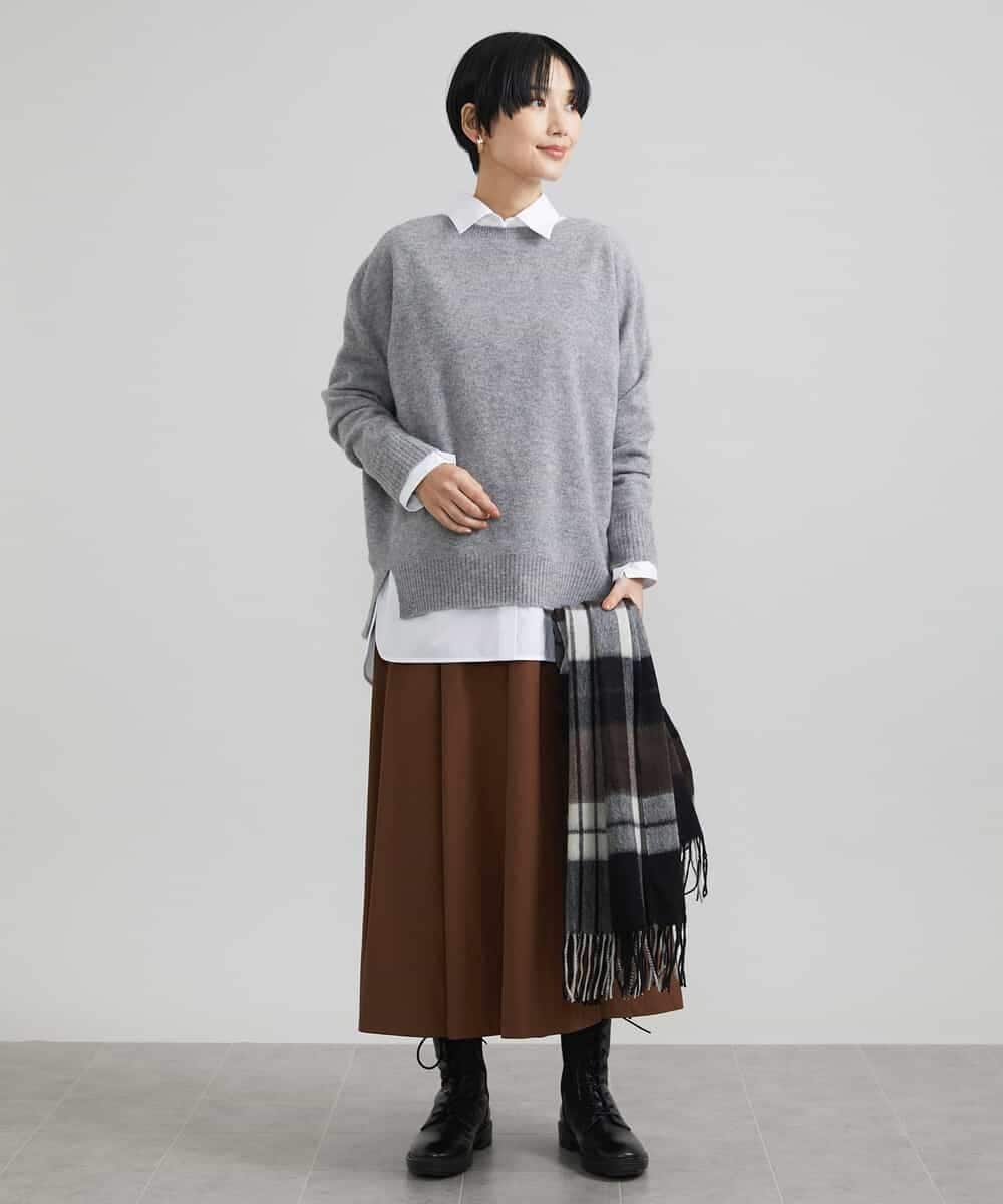FMFAV38190 MICHEL KLEIN(ミッシェルクラン) ［定番素材］ホールガーメント(R)サイドスリットデザインニット レッド(05)