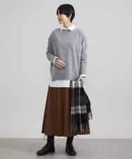 FMFAV38190 MICHEL KLEIN(ミッシェルクラン) ［定番素材］ホールガーメント(R)サイドスリットデザインニット レッド(05)
