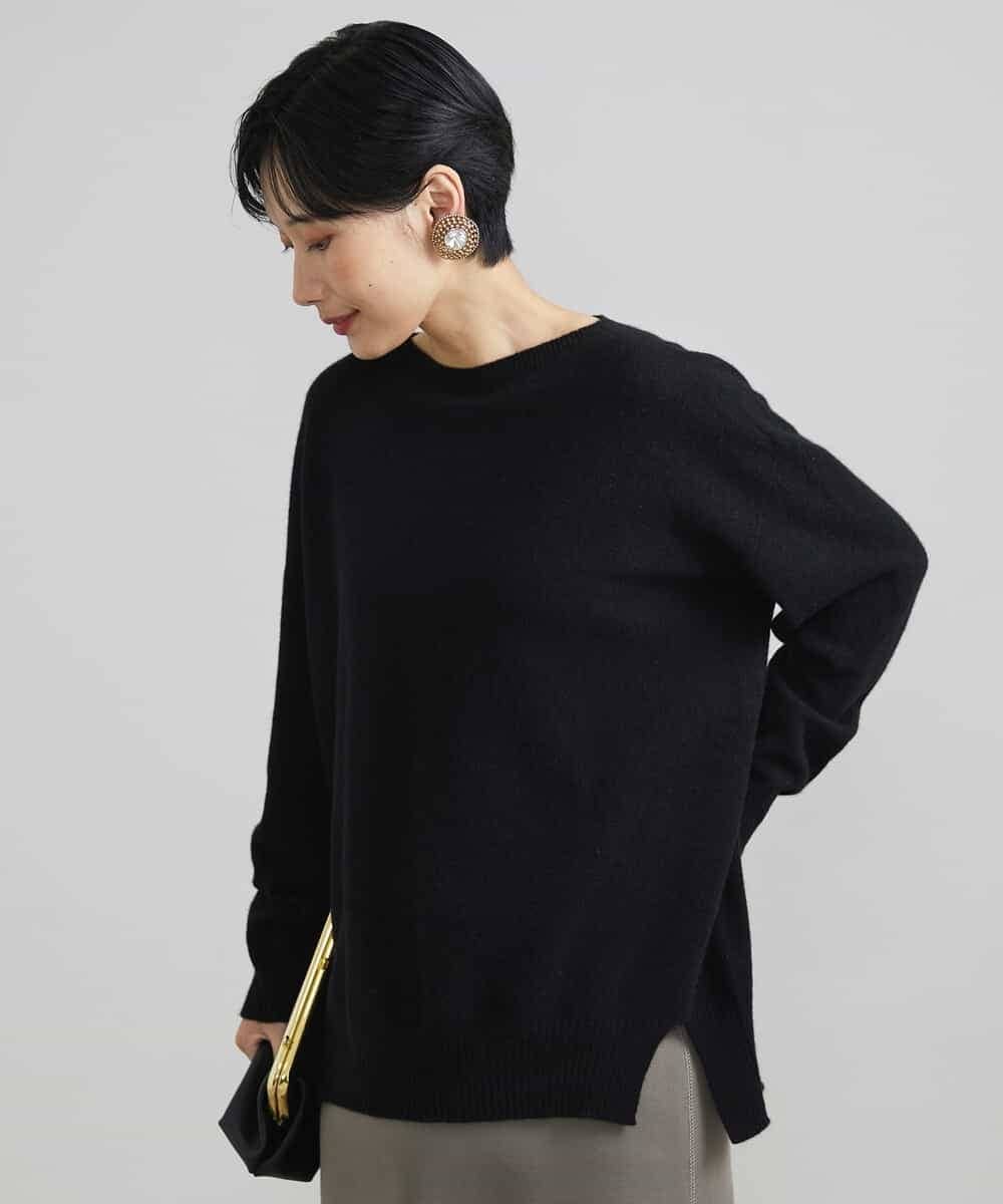 FMFAV38190 MICHEL KLEIN(ミッシェルクラン) ［定番素材］ホールガーメント(R)サイドスリットデザインニット レッド(05)