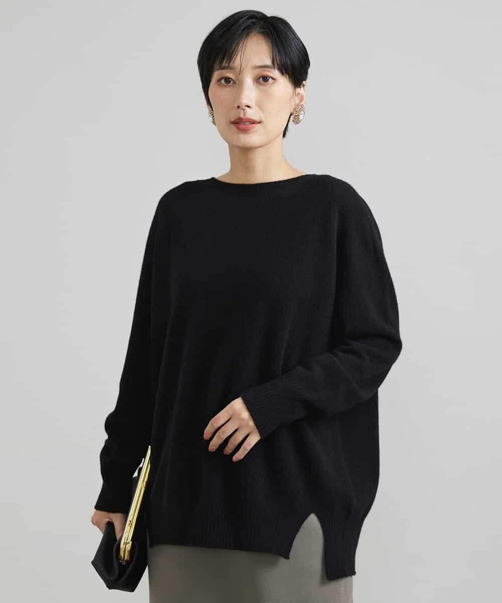 FMFAV38190 MICHEL KLEIN(ミッシェルクラン) ［定番素材］ホールガーメント(R)サイドスリットデザインニット レッド(05)