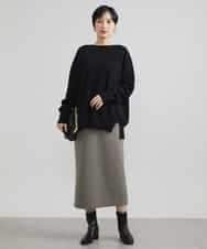 FMFAV38190 MICHEL KLEIN(ミッシェルクラン) ［定番素材］ホールガーメント(R)サイドスリットデザインニット レッド(05)