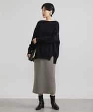 FMFAV38190 MICHEL KLEIN(ミッシェルクラン) ［定番素材］ホールガーメント(R)サイドスリットデザインニット レッド(05)