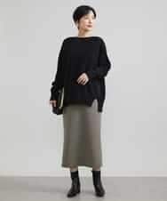 FMFAV38190 MICHEL KLEIN(ミッシェルクラン) ［定番素材］ホールガーメント(R)サイドスリットデザインニット レッド(05)