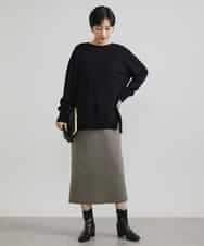 FMFAV38190 MICHEL KLEIN(ミッシェルクラン) ［定番素材］ホールガーメント(R)サイドスリットデザインニット レッド(05)
