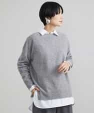 FMFAV38190 MICHEL KLEIN(ミッシェルクラン) ［定番素材］ホールガーメント(R)サイドスリットデザインニット グレー(92)