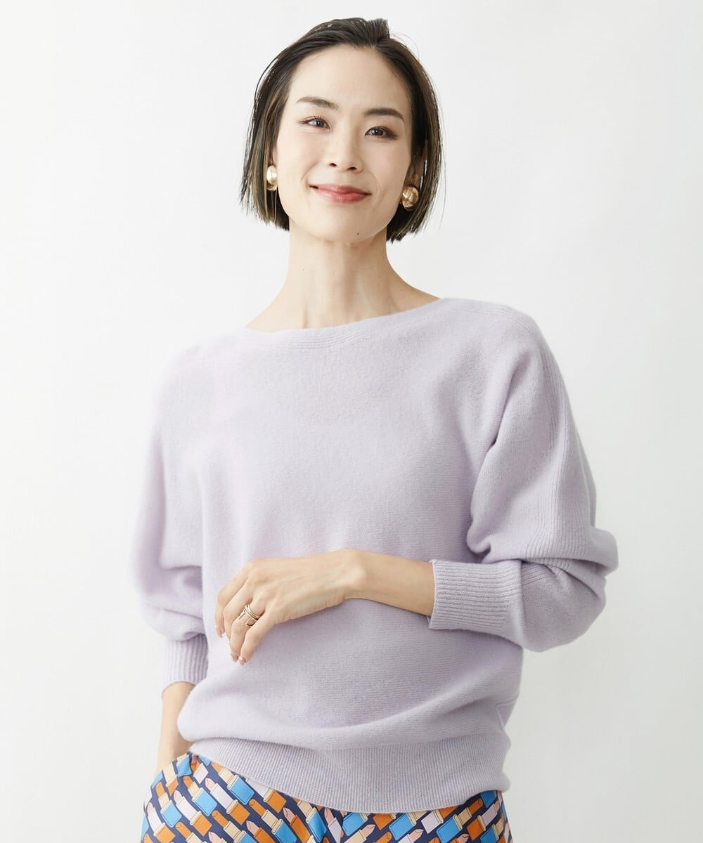 FMFAV40190 MICHEL KLEIN(ミッシェルクラン) ホールガーメント(R)ドルマンスリーブニット ブルー(55)