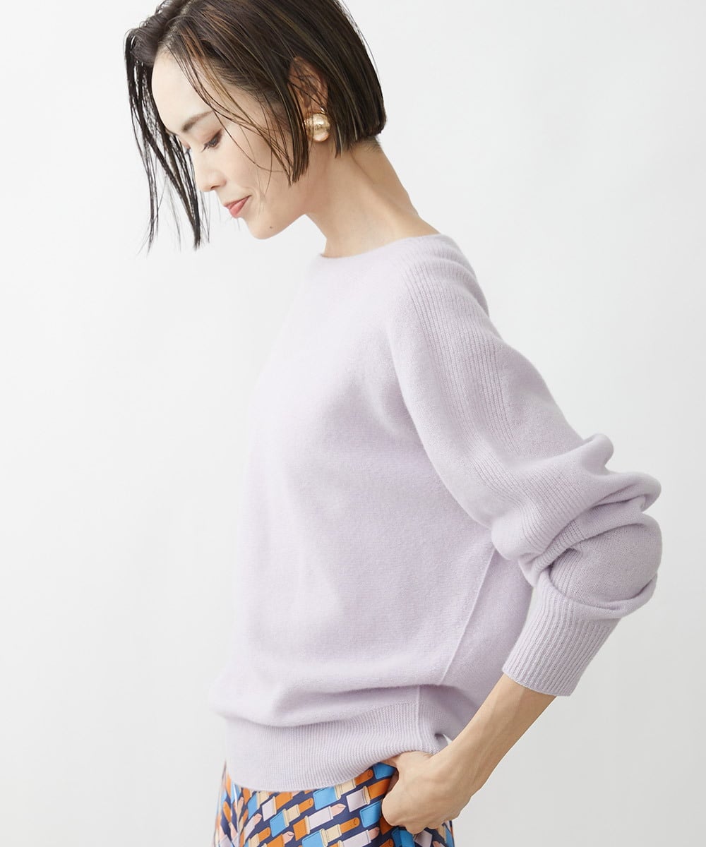 FMFAV40190 MICHEL KLEIN(ミッシェルクラン) ホールガーメント(R)ドルマンスリーブニット ブルー(55)