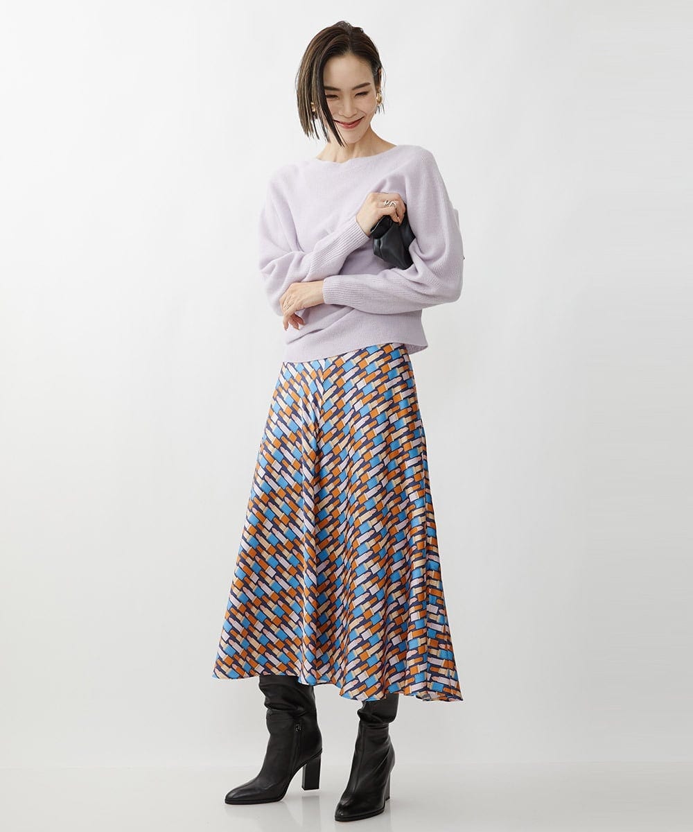 FMFAV40190 MICHEL KLEIN(ミッシェルクラン) ホールガーメント(R)ドルマンスリーブニット ブルー(55)