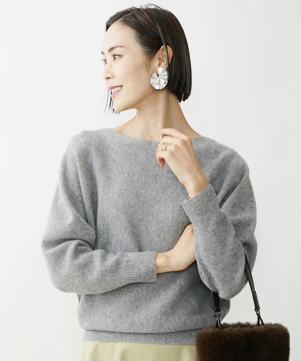 FMFAV40190 MICHEL KLEIN(ミッシェルクラン) ホールガーメント(R)ドルマンスリーブニット ブルー(55)