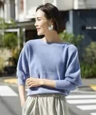FMFAV40190 MICHEL KLEIN(ミッシェルクラン) ホールガーメント(R)ドルマンスリーブニット ブルー(55)
