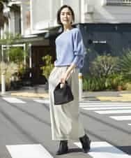 FMFAV40190 MICHEL KLEIN(ミッシェルクラン) ホールガーメント(R)ドルマンスリーブニット ブルー(55)
