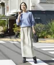 FMFAV40190 MICHEL KLEIN(ミッシェルクラン) ホールガーメント(R)ドルマンスリーブニット ブルー(55)