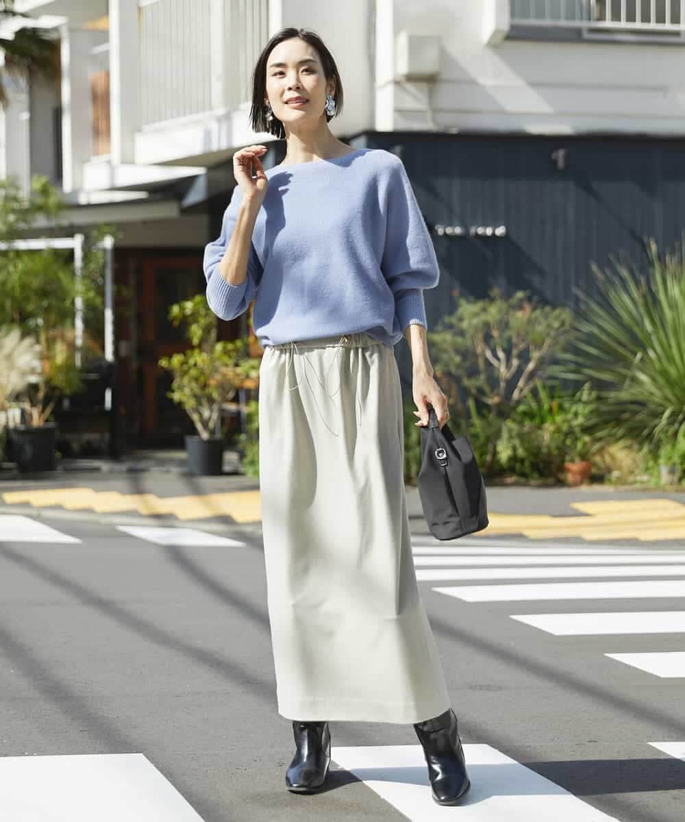FMFAV40190 MICHEL KLEIN(ミッシェルクラン) ホールガーメント(R)ドルマンスリーブニット ブルー(55)
