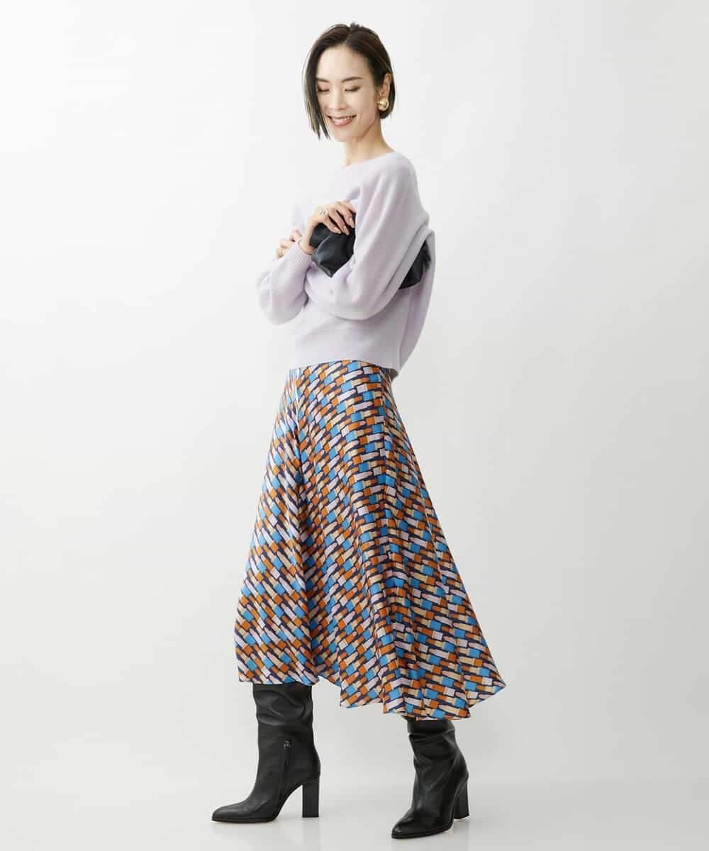 FMFAV40190 MICHEL KLEIN(ミッシェルクラン) ホールガーメント(R)ドルマンスリーブニット ブルー(55)