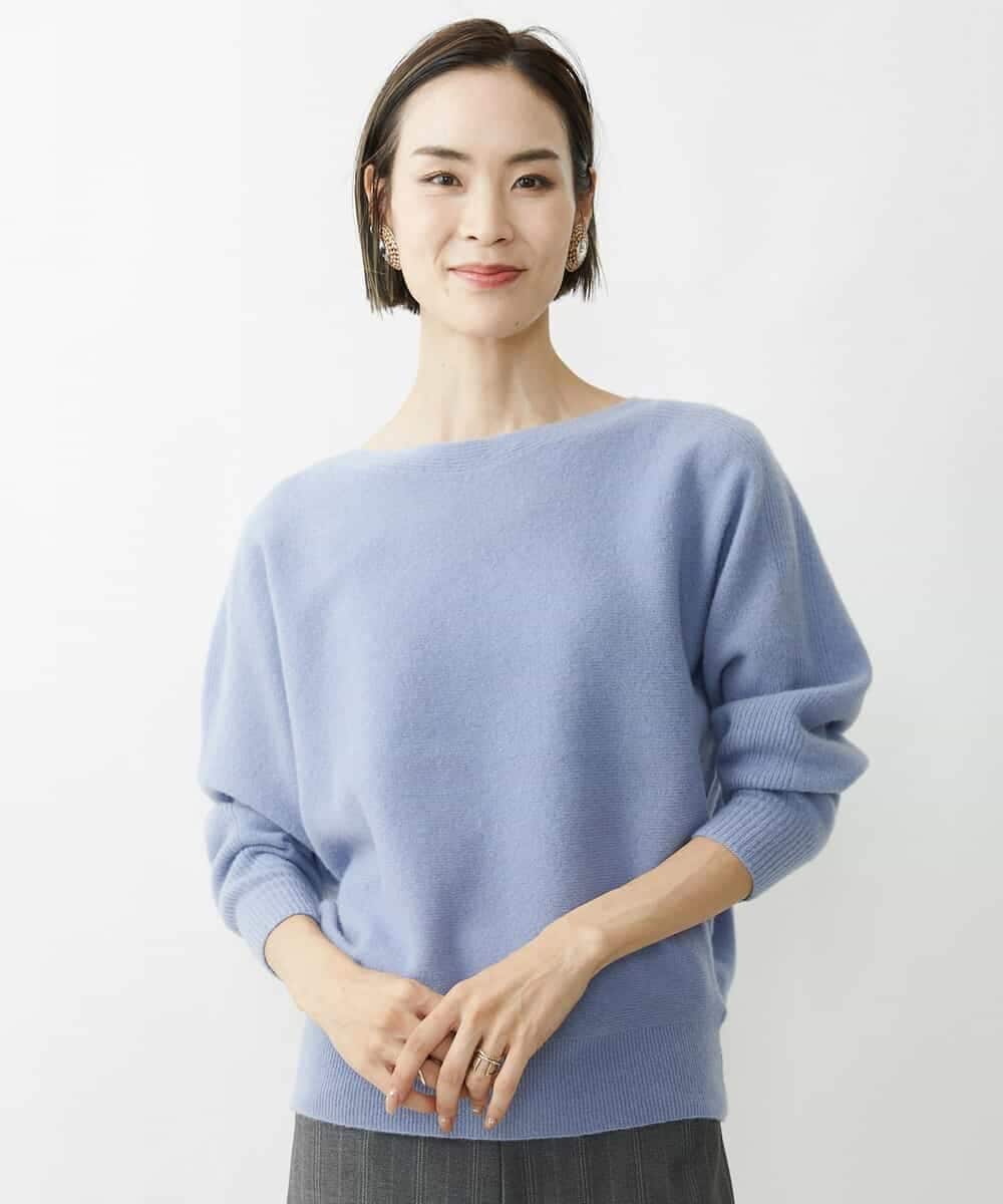 FMFAV40190 MICHEL KLEIN(ミッシェルクラン) ホールガーメント(R)ドルマンスリーブニット ブルー(55)
