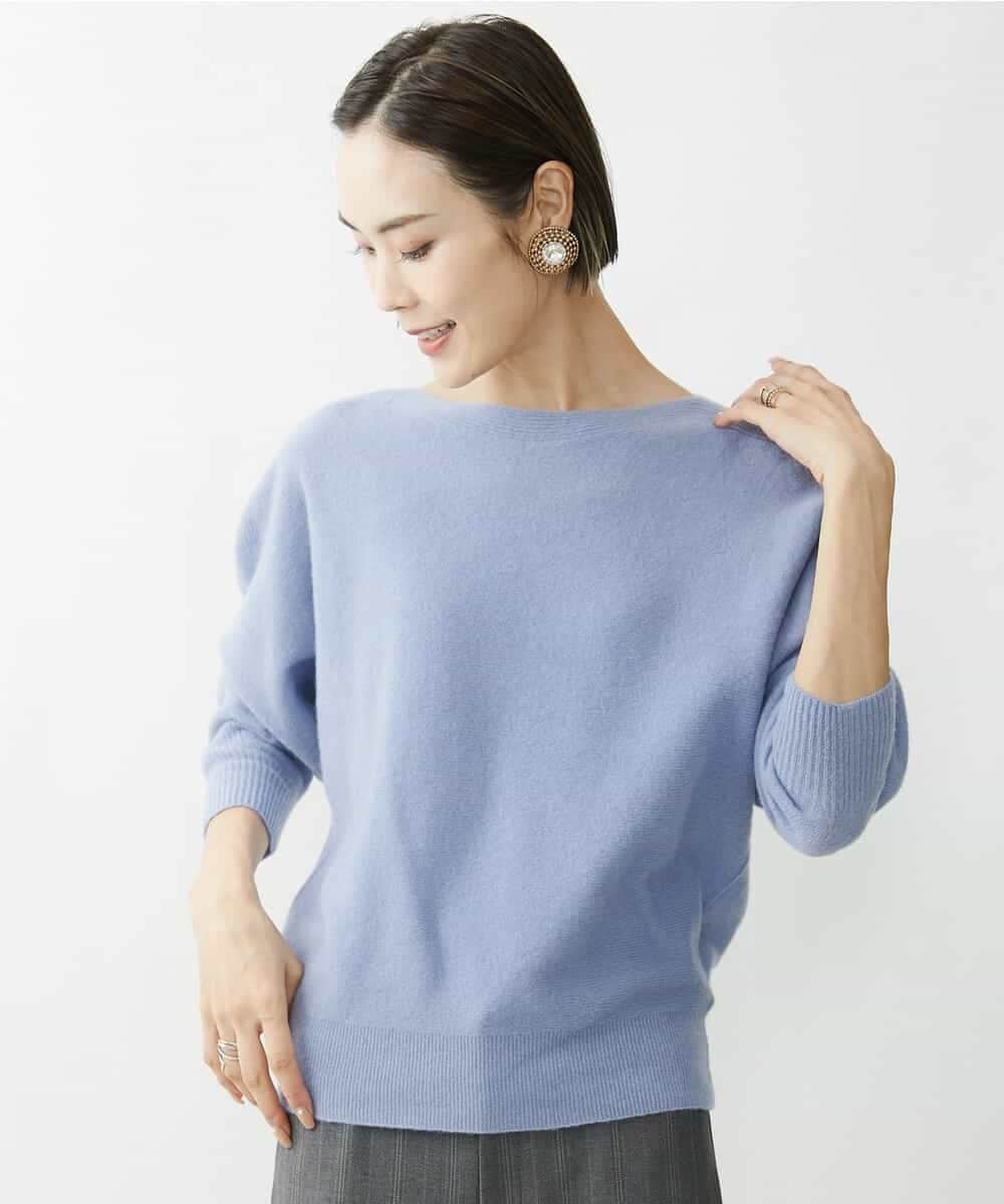FMFAV40190 MICHEL KLEIN(ミッシェルクラン) ホールガーメント(R)ドルマンスリーブニット ブルー(55)