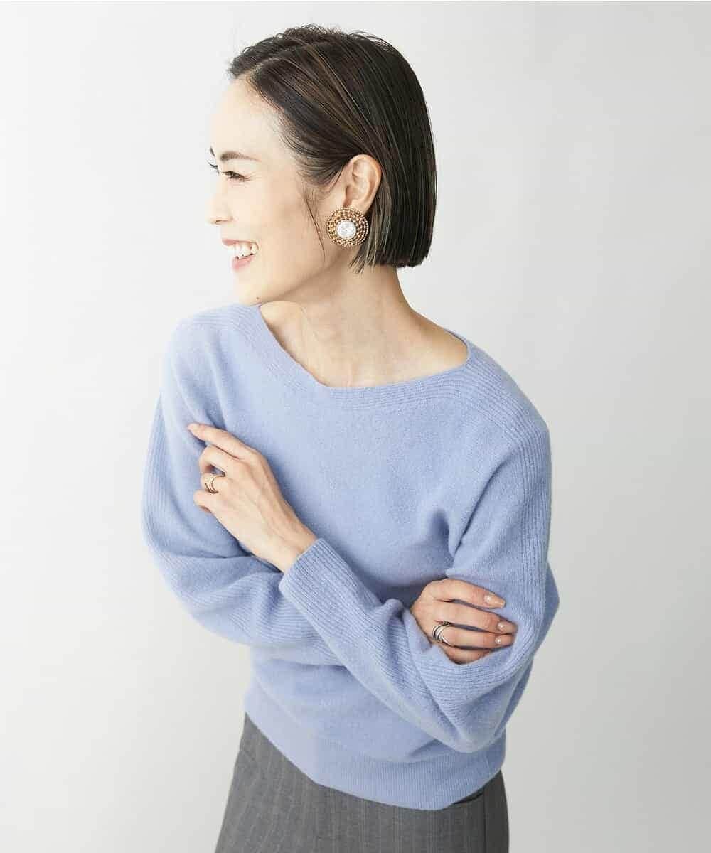 FMFAV40190 MICHEL KLEIN(ミッシェルクラン) ホールガーメント(R)ドルマンスリーブニット ブルー(55)