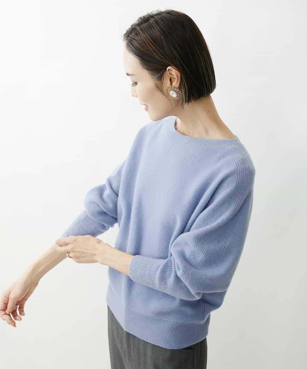 FMFAV40190 MICHEL KLEIN(ミッシェルクラン) ホールガーメント(R)ドルマンスリーブニット ブルー(55)