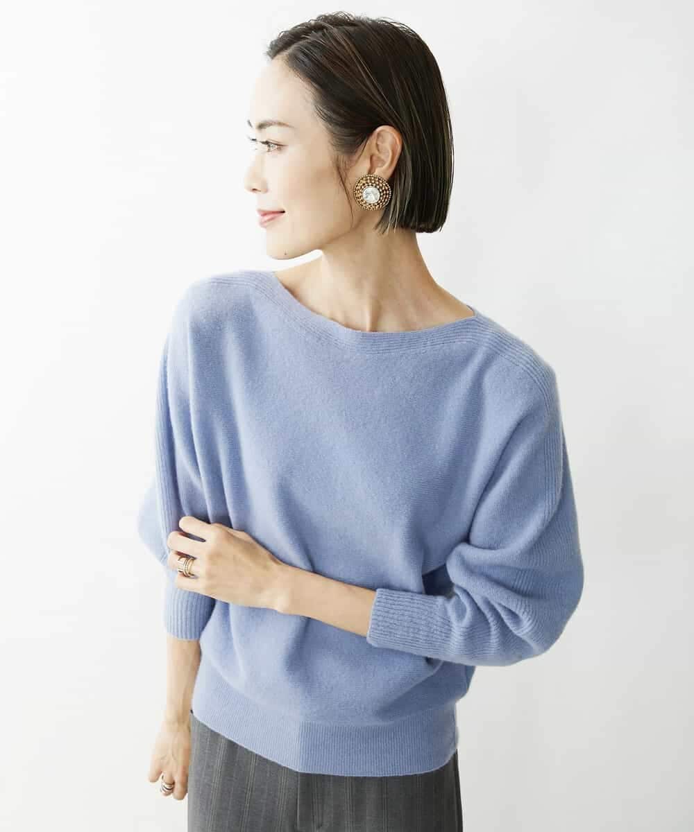 FMFAV40190 MICHEL KLEIN(ミッシェルクラン) ホールガーメント(R)ドルマンスリーブニット ブルー(55)