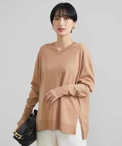FMFAV41180 MICHEL KLEIN レーヨンストレッチVネックロングニット