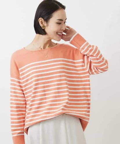 FMFBA04140 MICHEL KLEIN パネルボーダーニットプルオーバー