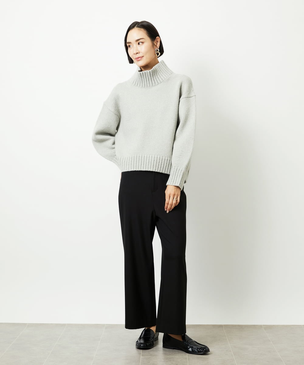 FMFBD31230 MICHEL KLEIN(ミッシェルクラン) ビーズハイネックニット ライトグレー