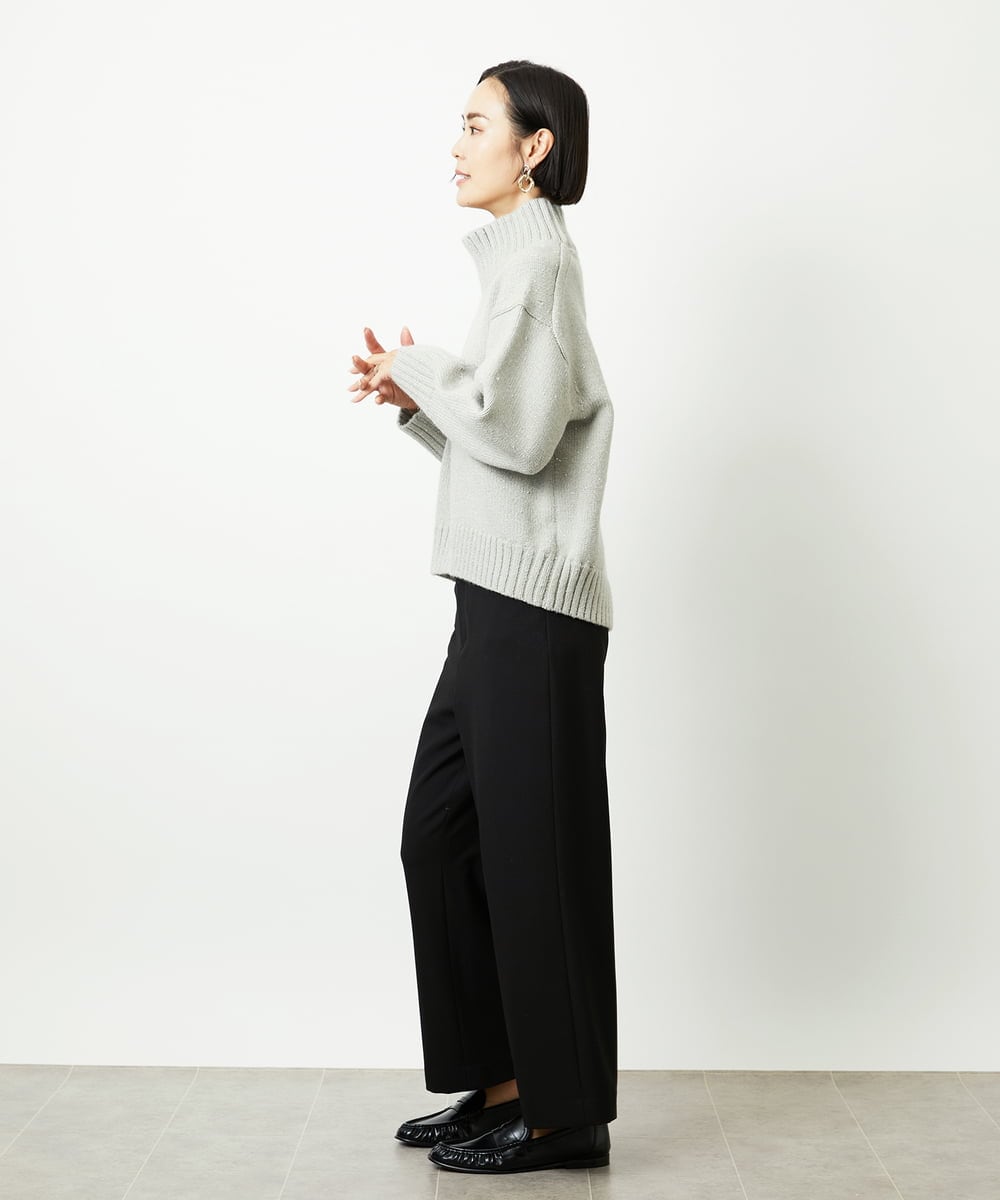 FMFBD31230 MICHEL KLEIN(ミッシェルクラン) ビーズハイネックニット ライトグレー