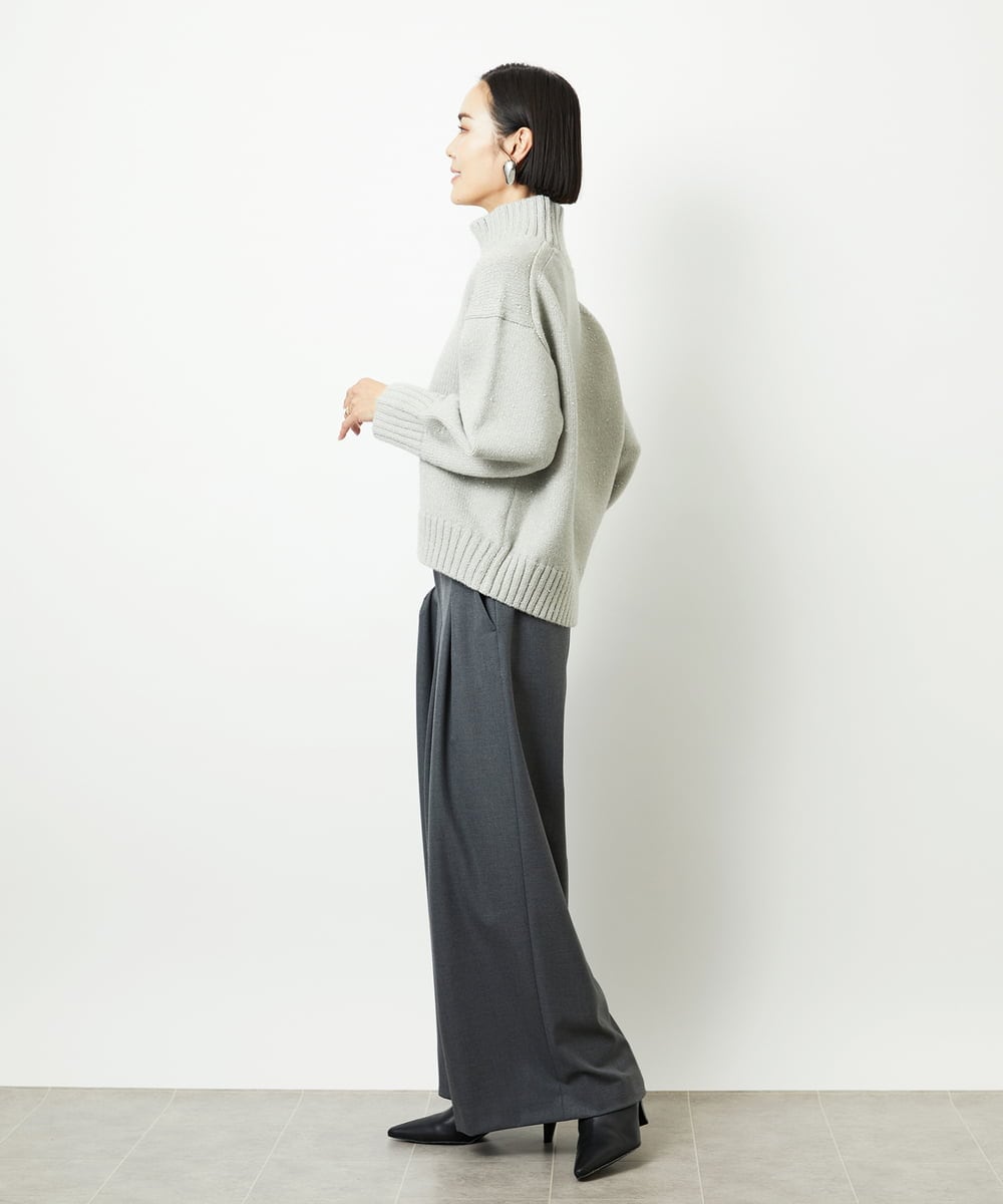 FMFBD31230 MICHEL KLEIN(ミッシェルクラン) ビーズハイネックニット ライトグレー