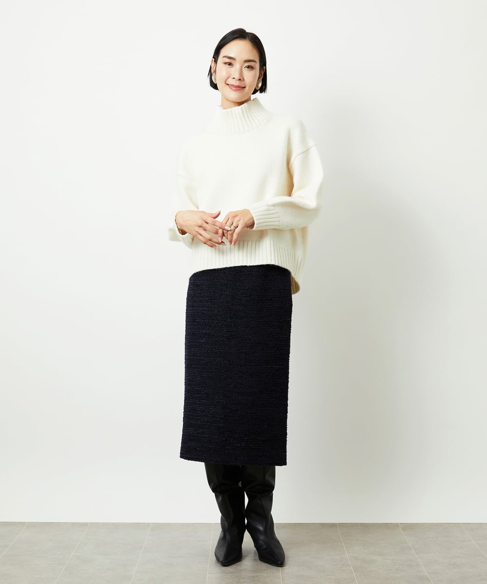 FMFBD31230 MICHEL KLEIN(ミッシェルクラン) ビーズハイネックニット ライトグレー