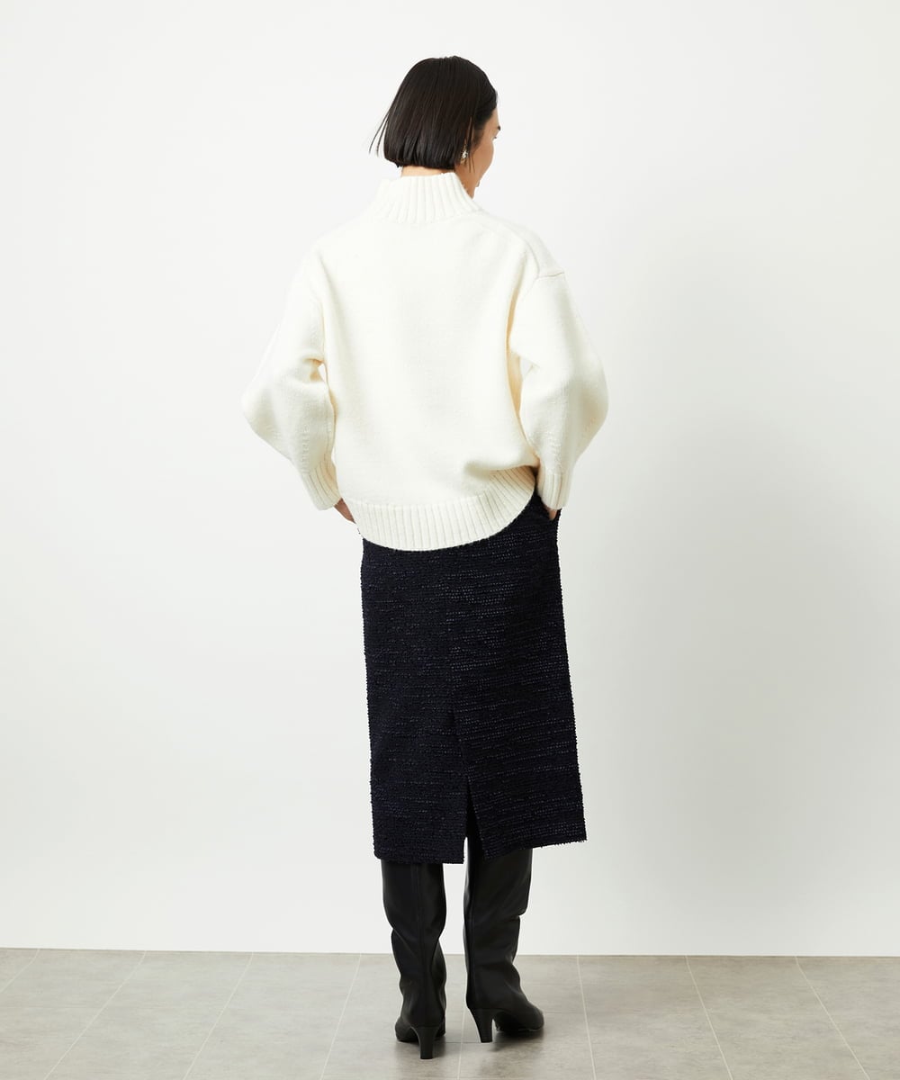 FMFBD31230 MICHEL KLEIN(ミッシェルクラン) ビーズハイネックニット ライトグレー