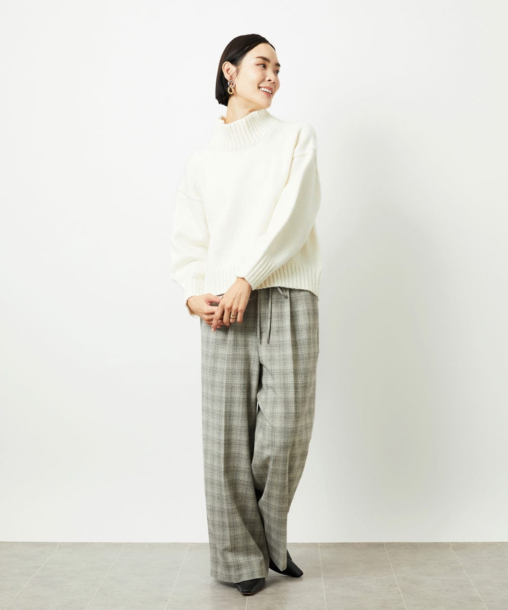 FMFBD31230 MICHEL KLEIN(ミッシェルクラン) ビーズハイネックニット ライトグレー