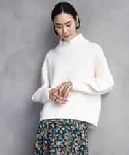 FMFBD31230 MICHEL KLEIN(ミッシェルクラン) ビーズハイネックニット ライトグレー