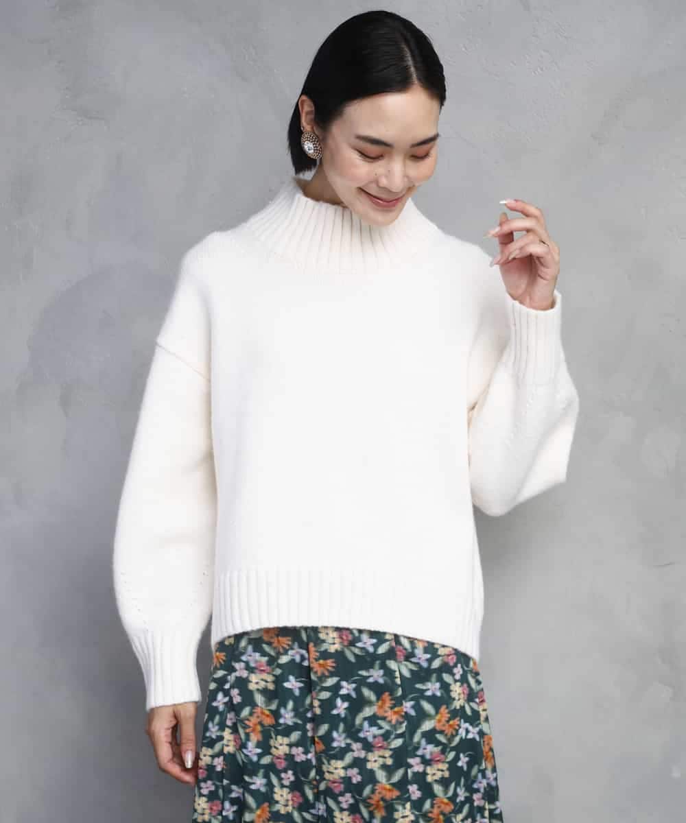 FMFBD31230 MICHEL KLEIN(ミッシェルクラン) ビーズハイネックニット ライトグレー