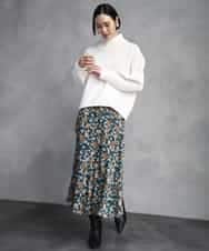 FMFBD31230 MICHEL KLEIN(ミッシェルクラン) ビーズハイネックニット ライトグレー