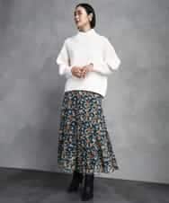 FMFBD31230 MICHEL KLEIN(ミッシェルクラン) ビーズハイネックニット ライトグレー