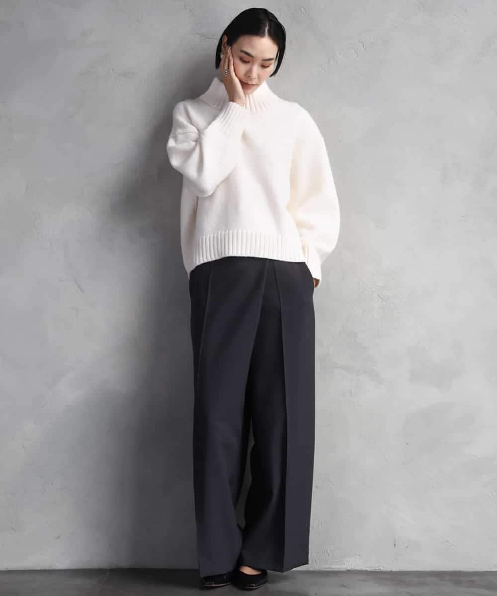 FMFBD31230 MICHEL KLEIN(ミッシェルクラン) ビーズハイネックニット ライトグレー