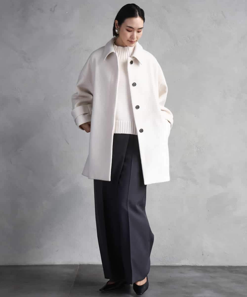 FMFBD31230 MICHEL KLEIN(ミッシェルクラン) ビーズハイネックニット ライトグレー