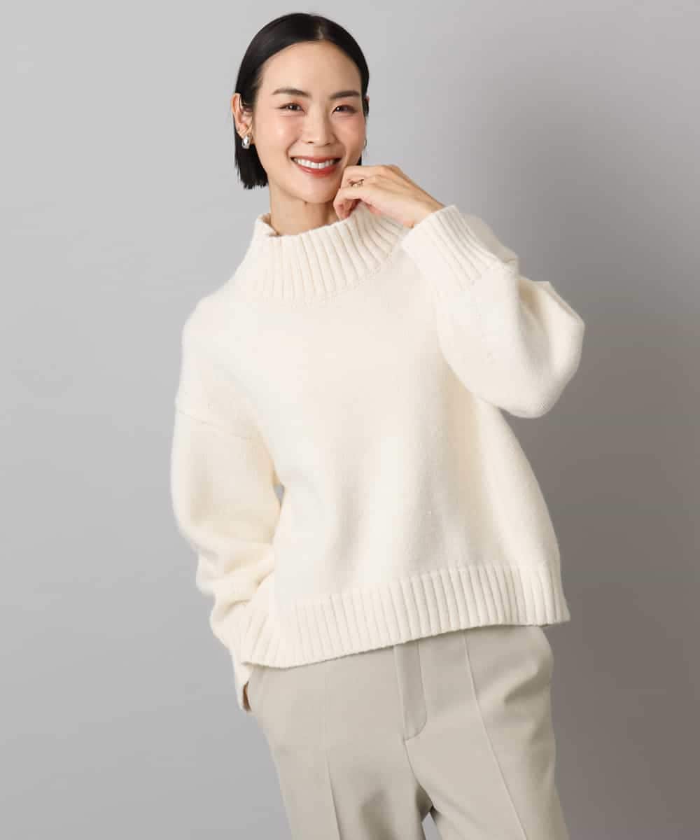 FMFBD31230 MICHEL KLEIN(ミッシェルクラン) ビーズハイネックニット ライトグレー