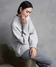 FMFBD31230 MICHEL KLEIN(ミッシェルクラン) ビーズハイネックニット ライトグレー