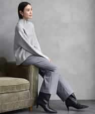 FMFBD31230 MICHEL KLEIN(ミッシェルクラン) ビーズハイネックニット ライトグレー