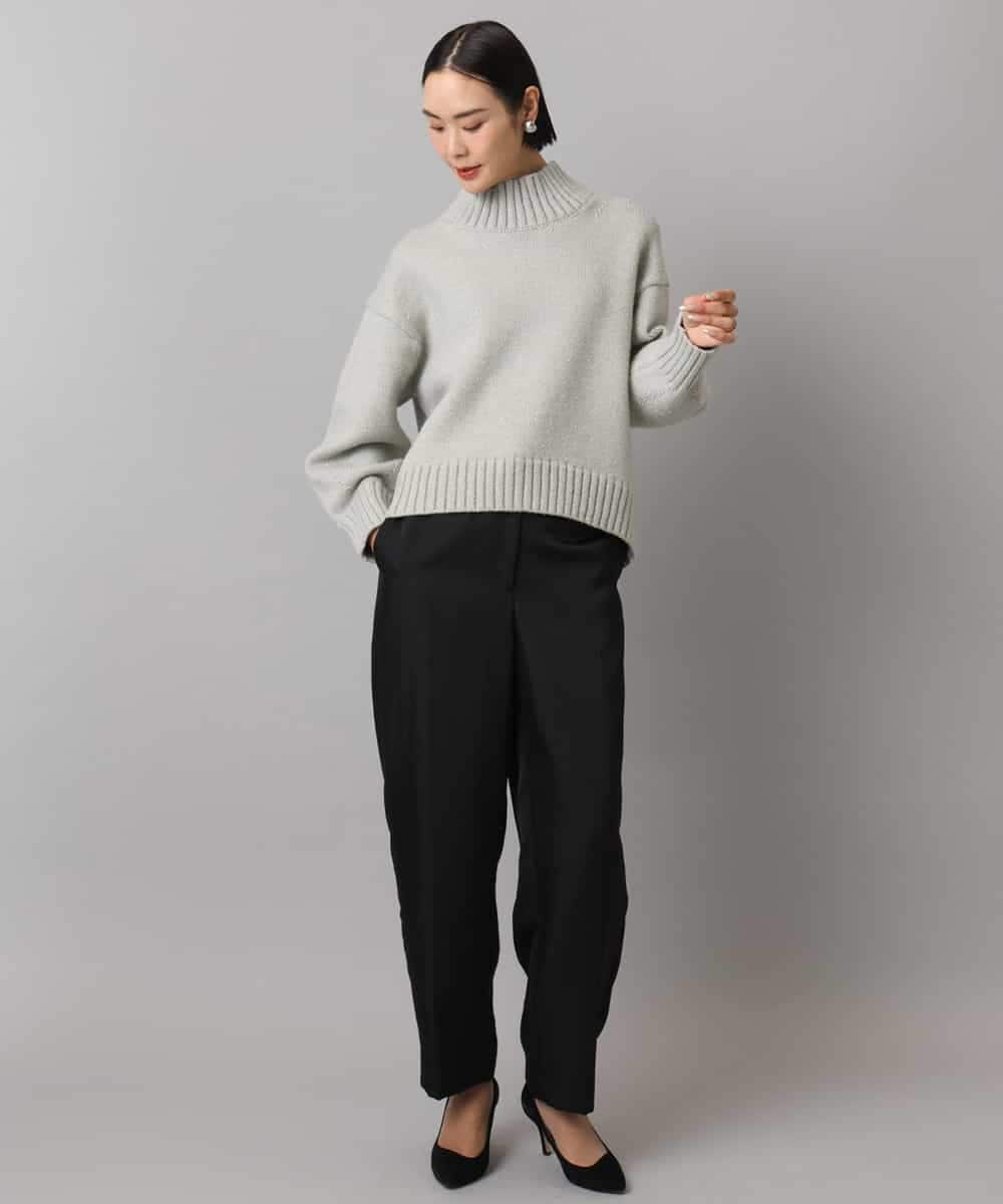 FMFBD31230 MICHEL KLEIN(ミッシェルクラン) ビーズハイネックニット ライトグレー