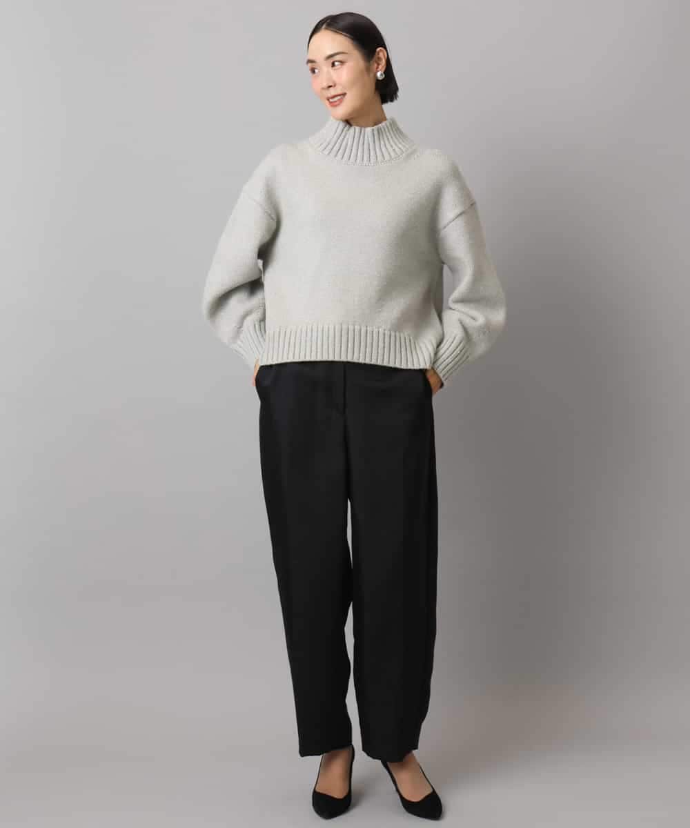 FMFBD31230 MICHEL KLEIN(ミッシェルクラン) ビーズハイネックニット ライトグレー