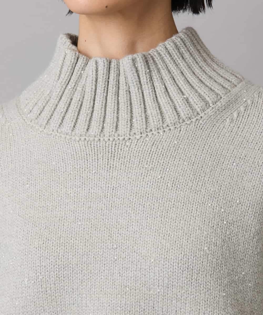FMFBD31230 MICHEL KLEIN(ミッシェルクラン) ビーズハイネックニット ライトグレー