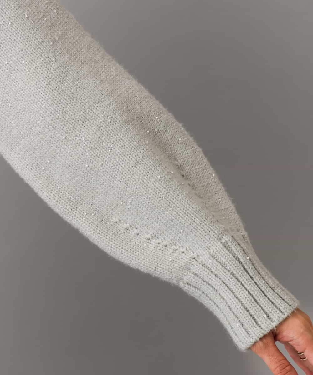 FMFBD31230 MICHEL KLEIN(ミッシェルクラン) ビーズハイネックニット ライトグレー